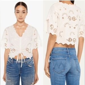MOTHER The Social Butterfly Drawstring Crop Top Size L NWT $218